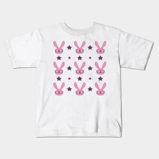 Pink rabbit and different stars pattern Kids T-Shirt